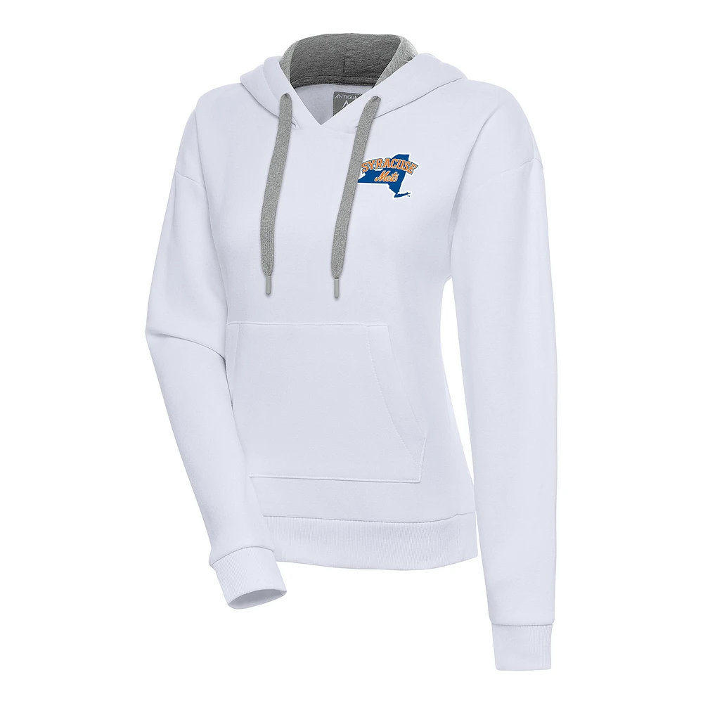 Women's Antigua White Syracuse Mets Victory Pullover Hoodie