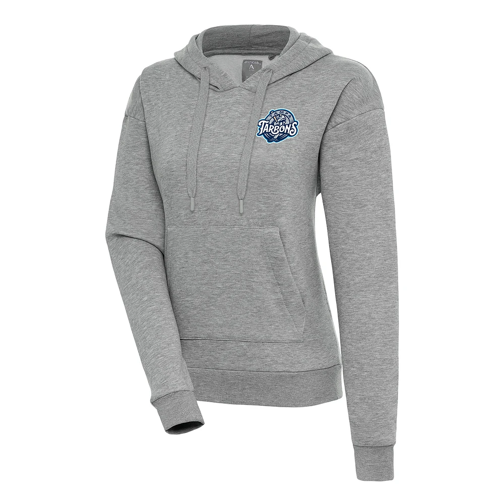 Women's Antigua Heather Gray Tampa Tarpons Victory Pullover Hoodie