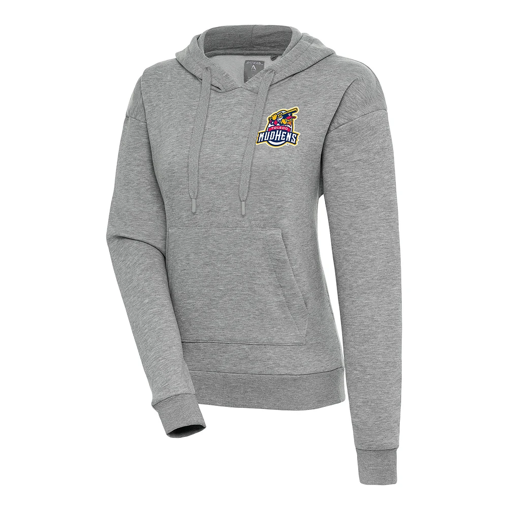 Women's Antigua Heather Gray Toledo Mud Hens Victory Pullover Hoodie