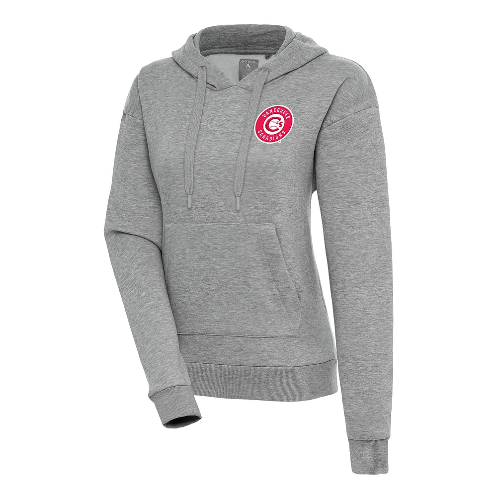 Women's Antigua Heather Gray Vancouver Canadians Victory Pullover Hoodie