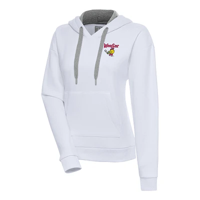 Women's Antigua White Worcester Red Sox Victory Pullover Hoodie