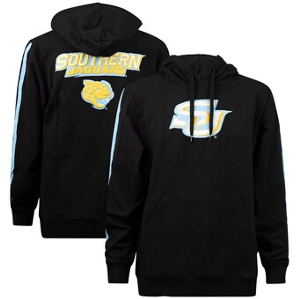 Men's FISLL Black Southern University Jaguars Oversized Stripes Pullover Hoodie