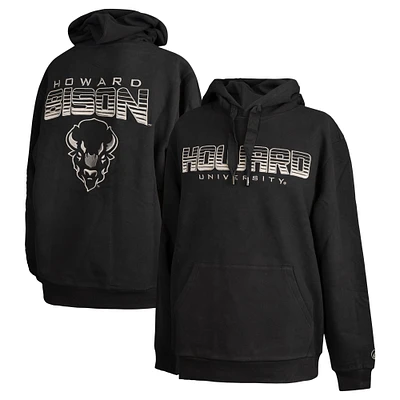 Men's FISLL Black Howard Bison Puff Print Sliced Pullover Hoodie