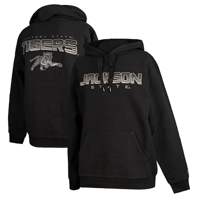 Men's FISLL Black Jackson State Tigers Puff Print Sliced Pullover Hoodie