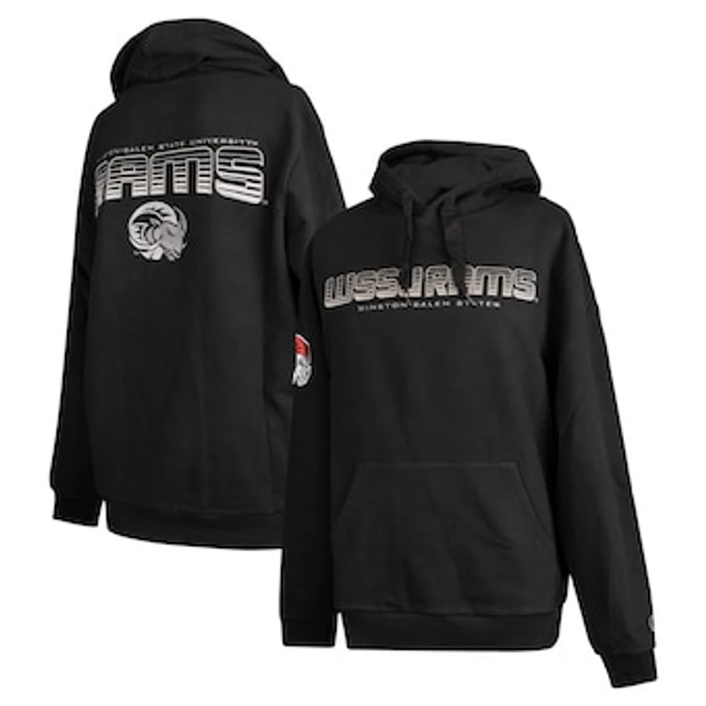 Men's FISLL Black Winston-Salem State Rams Puff Print Sliced Pullover Hoodie