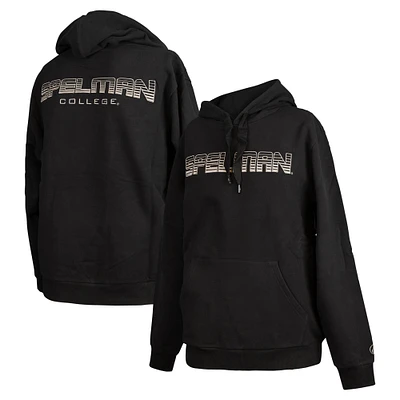 Men's FISLL Black Spelman College Jaguars Puff Print Sliced Pullover Hoodie