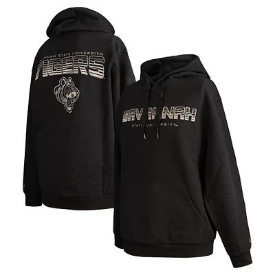 Men's FISLL Black Savannah State Tigers Puff Print Sliced Pullover Hoodie
