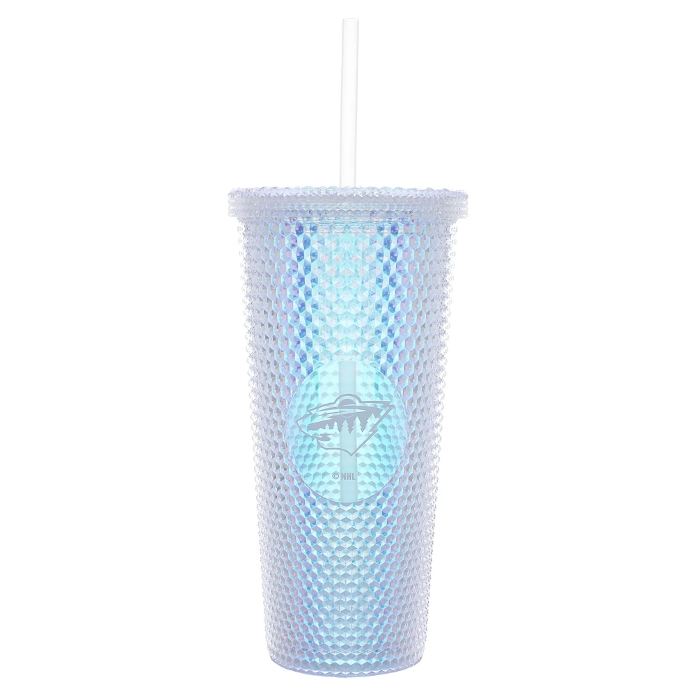 Minnesota Wild 24oz. Iridescent Studded Travel Tumbler with Straw