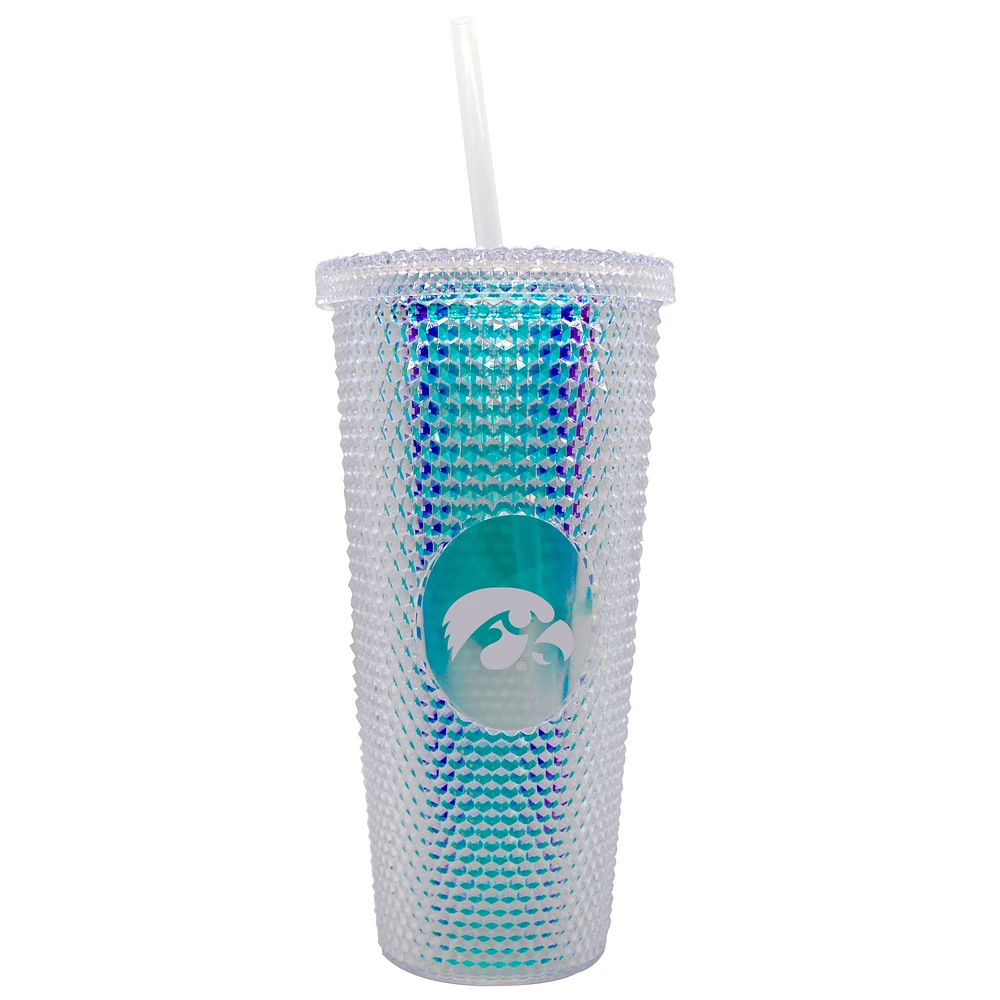 Iowa Hawkeyes 24oz. Iridescent Studded Travel Tumbler with Straw