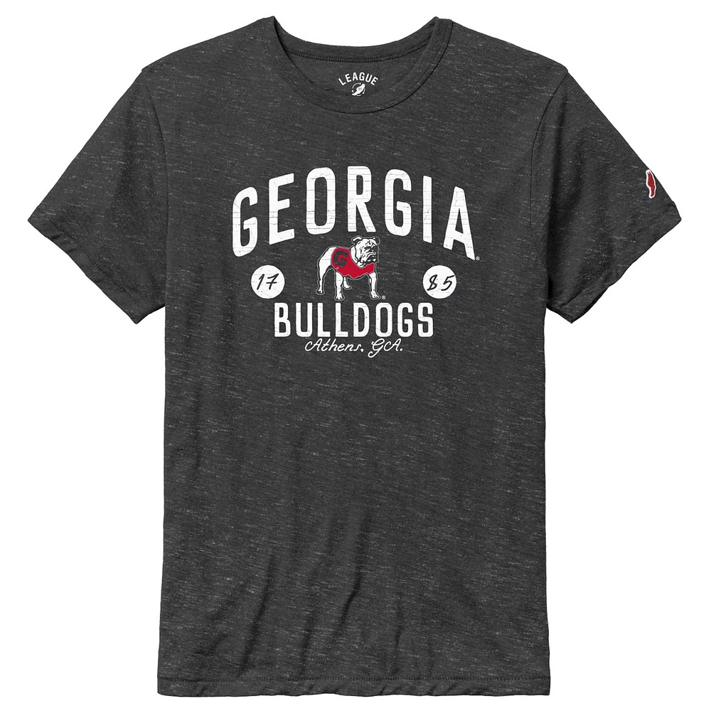 Men's League Collegiate Wear Heather Charcoal Georgia Bulldogs Bendy Arch Victory Falls Tri-Blend T-Shirt