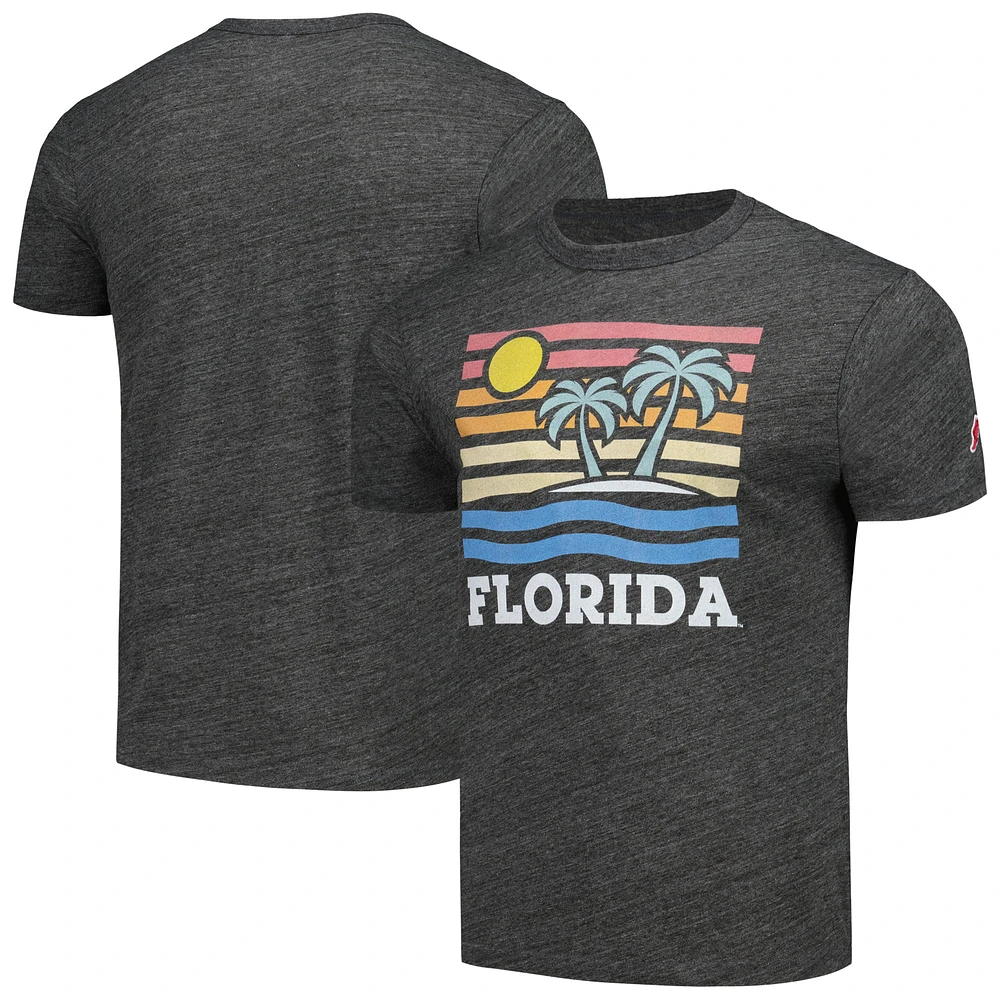 Men's League Collegiate Wear Heather Charcoal Florida Gators Hyper Local Victory Falls Tri-Blend T-Shirt