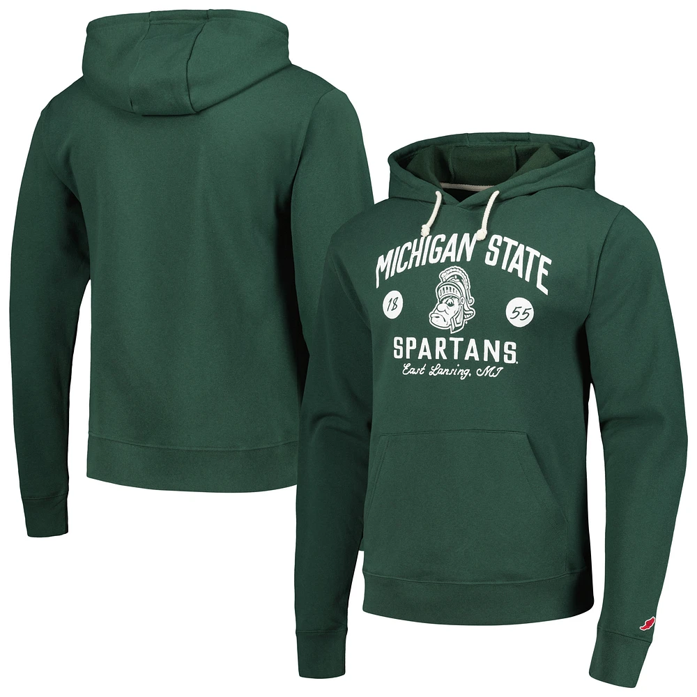 Men's League Collegiate Wear Green Michigan State Spartans Bendy Arch Essential Pullover Hoodie