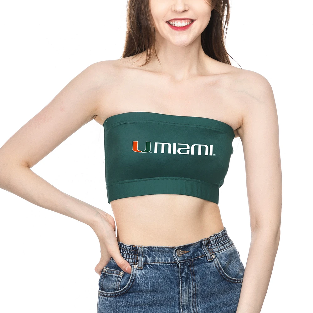 Women's ZooZatz Green Miami Hurricanes Bandeau Tube Top