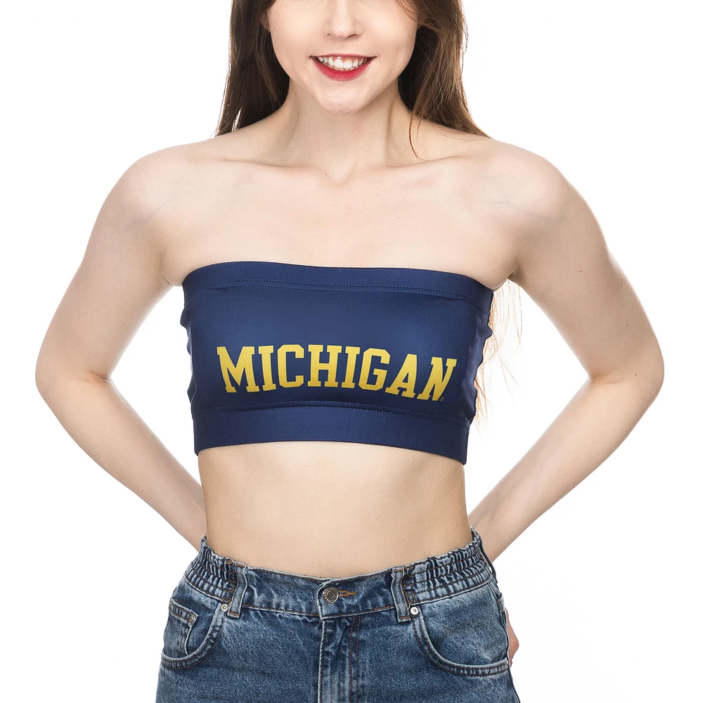 Women's ZooZatz Navy Michigan Wolverines Bandeau Tube Top