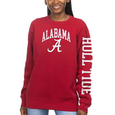 Women's ZooZatz Crimson Alabama Tide Fleece Crewneck Pullover Sweatshirt
