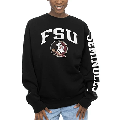 Women's ZooZatz Black Florida State Seminoles Fleece Crewneck Pullover Sweatshirt