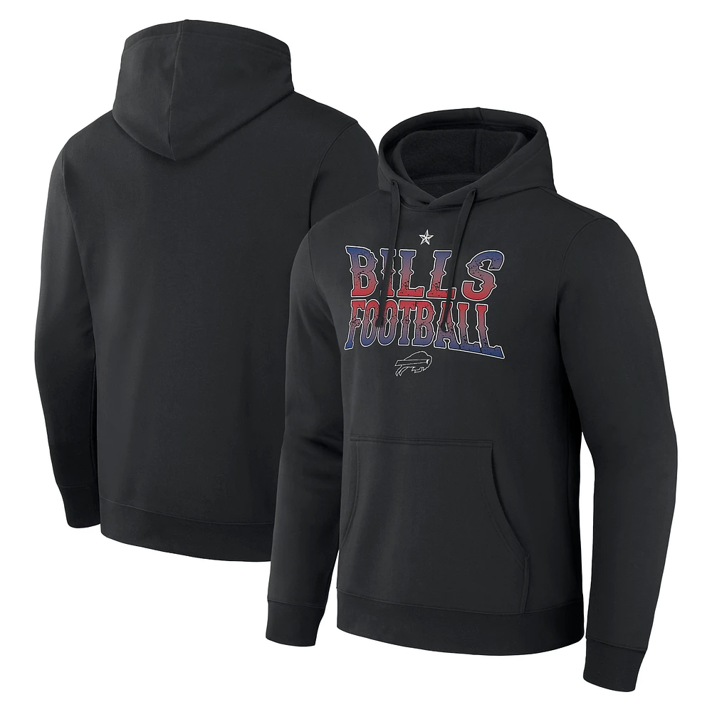 Men's NFL x Darius Rucker Collection by Fanatics Black Buffalo Bills Rock N' Football Pullover Hoodie