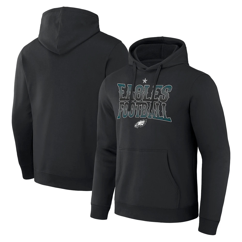 Men's NFL x Darius Rucker Collection by Fanatics Black Philadelphia Eagles Rock N' Football Pullover Hoodie