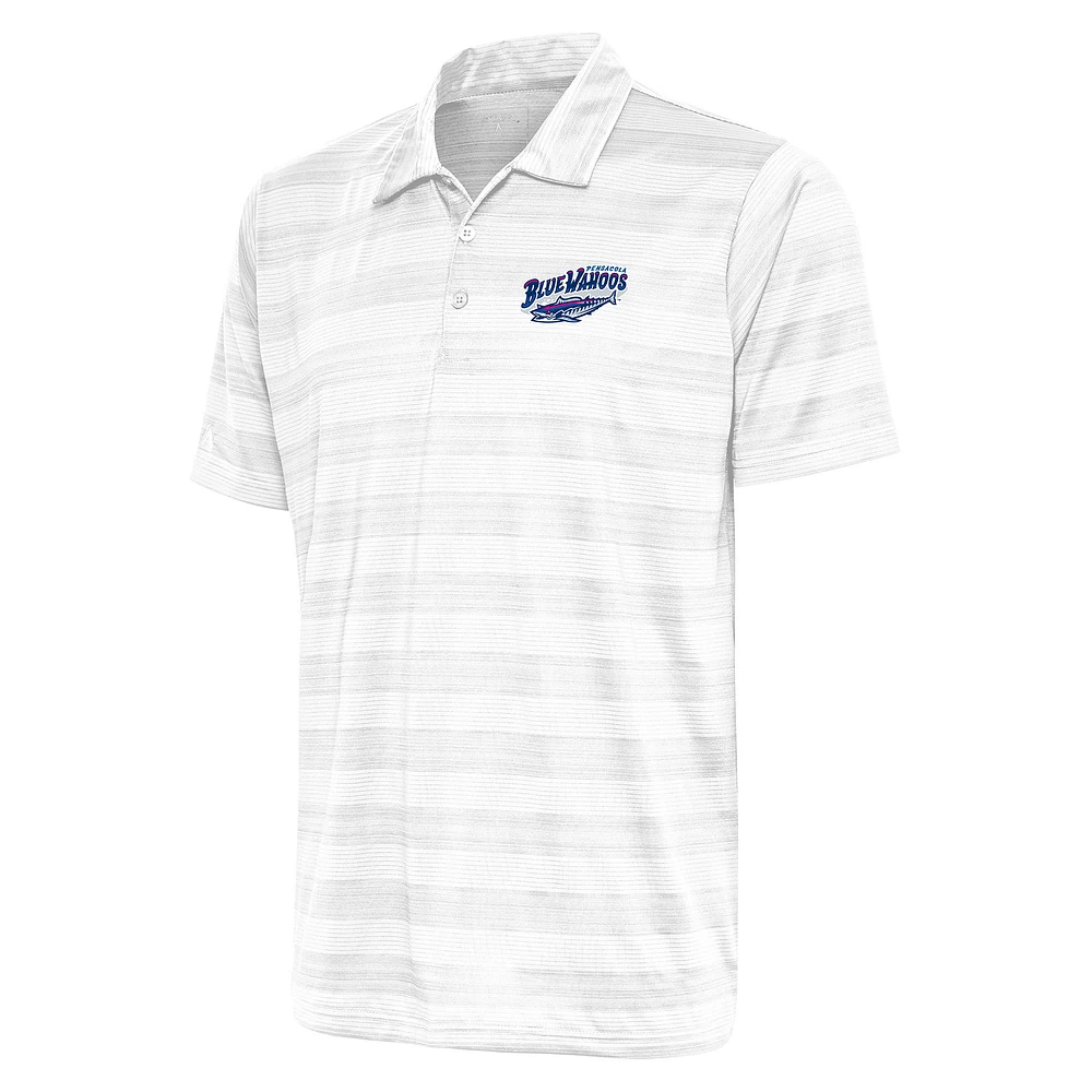 Men's Antigua White Pensacola Blue Wahoos Compass Polo