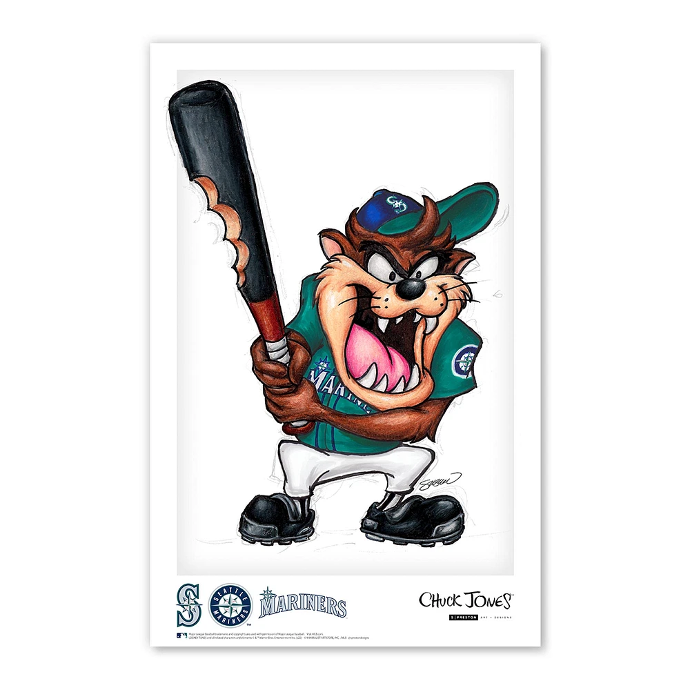 Tasmanian Devil Seattle Mariners 11" x 17" Poster Print