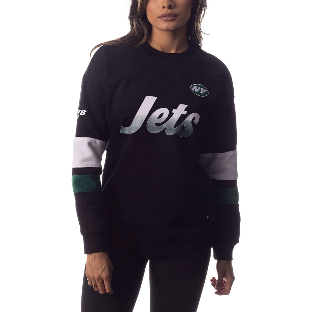 Women's The Wild Collective Black New York Jets Fleece Pullover Sweatshirt