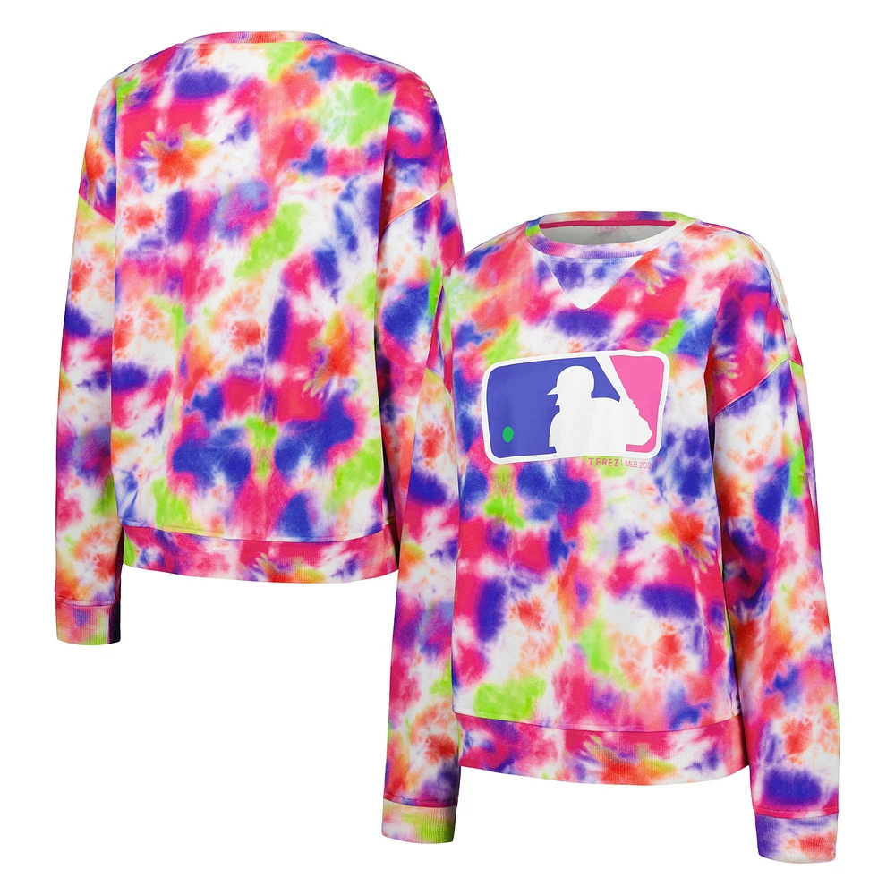Women's Terez MLB Batterman Neon Tie-Dye Pullover Sweatshirt