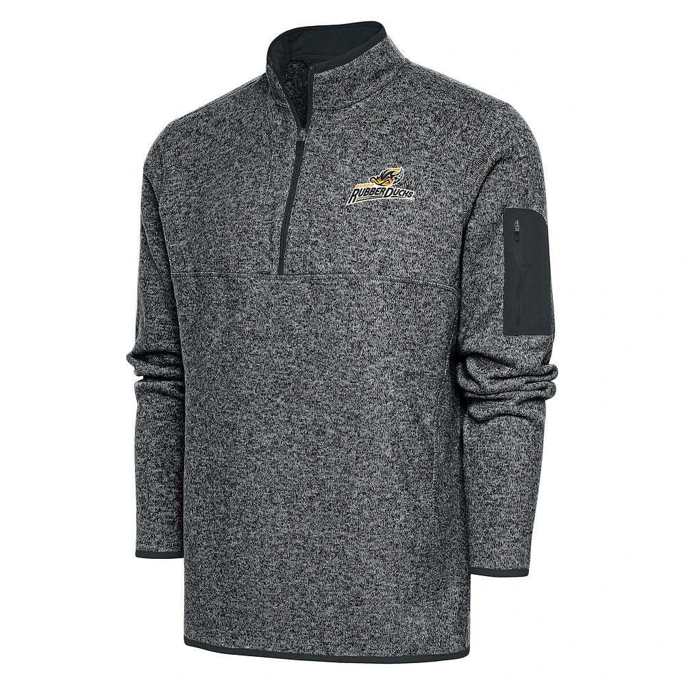 Men's Antigua Heather Gray Akron RubberDucks Big & Tall Fortune Quarter-Zip Pullover Jacket