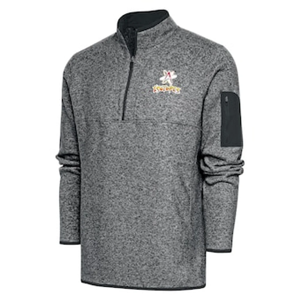 Men's Antigua Heather Gray Albuquerque Isotopes Big & Tall Fortune Quarter-Zip Pullover Jacket