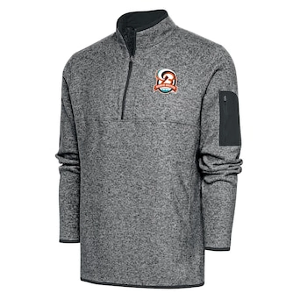 Men's Antigua Heather Gray Bowie Baysox Big & Tall Fortune Quarter-Zip Pullover Jacket