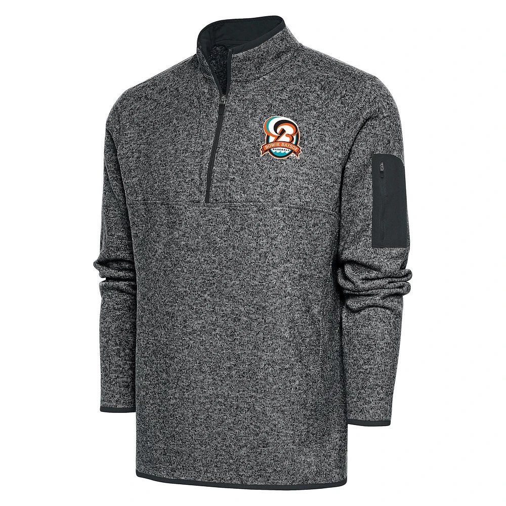 Men's Antigua Heather Gray Bowie Baysox Big & Tall Fortune Quarter-Zip Pullover Jacket