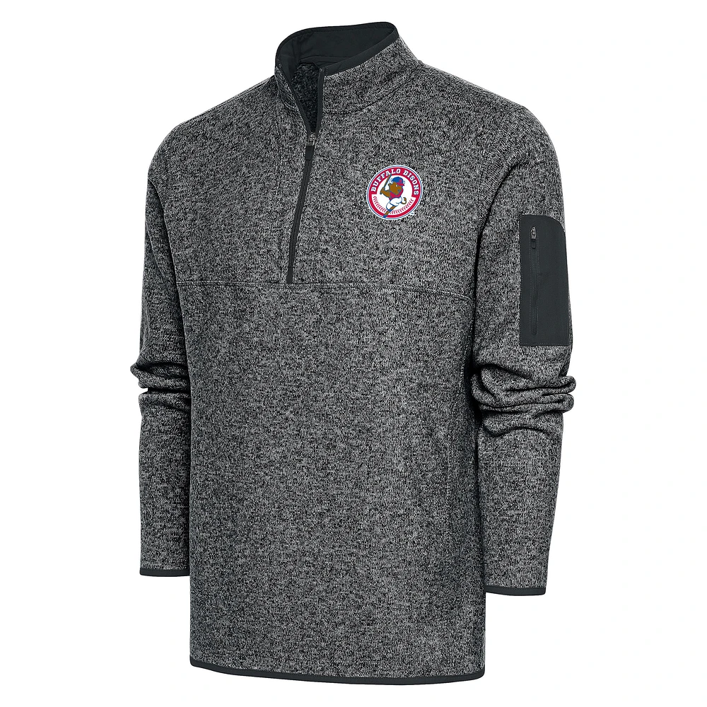 Men's Antigua Heather Gray Buffalo Bisons Big & Tall Fortune Quarter-Zip Pullover Jacket