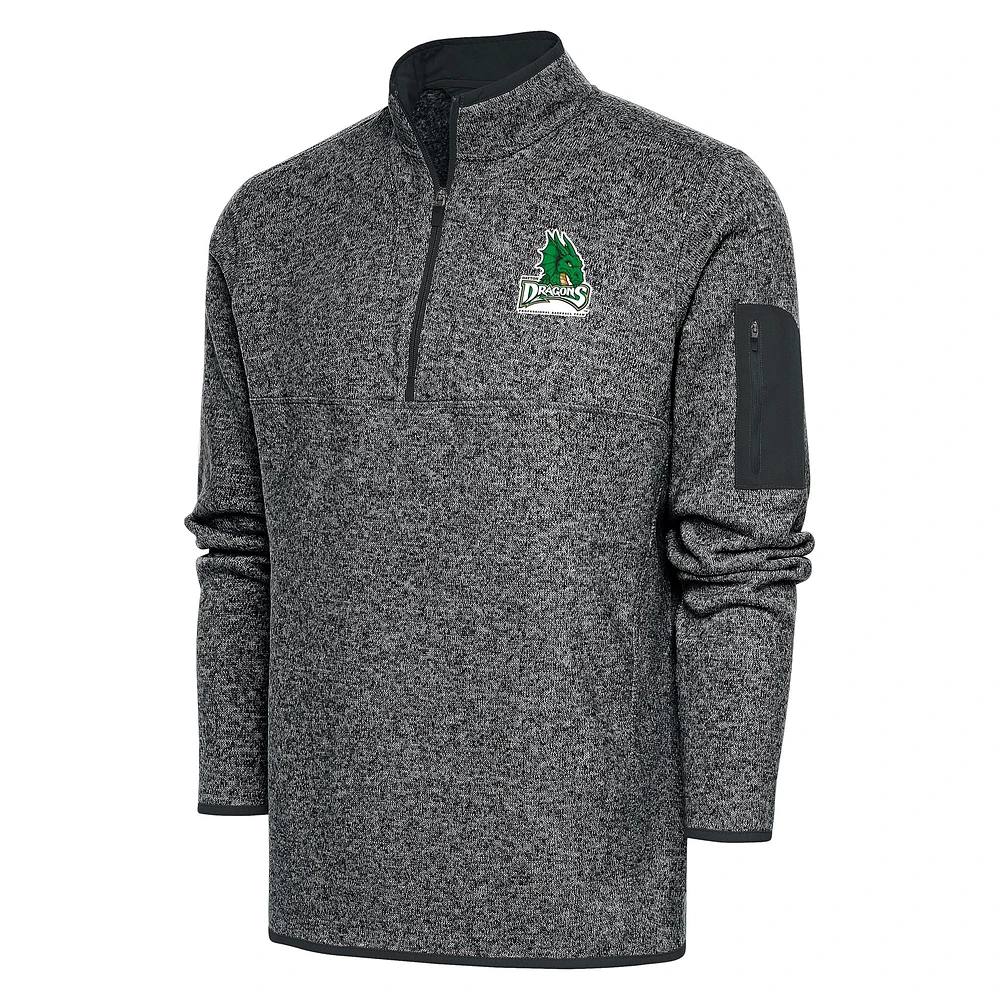 Men's Antigua Heather Gray Dayton Dragons Big & Tall Fortune Quarter-Zip Pullover Jacket