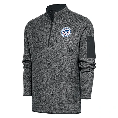 Men's Antigua Heather Gray Dunedin Blue Jays Big & Tall Fortune Quarter-Zip Pullover Jacket