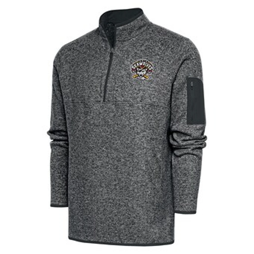 Men's Antigua Heather Gray Erie SeaWolves Big & Tall Fortune Quarter-Zip Pullover Jacket