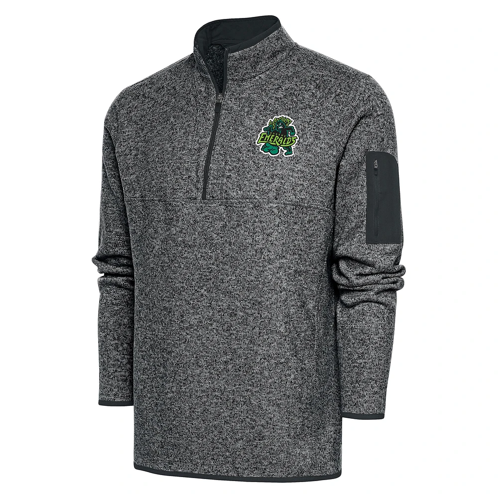 Men's Antigua Heather Gray Eugene Emeralds Big & Tall Fortune Quarter-Zip Pullover Jacket