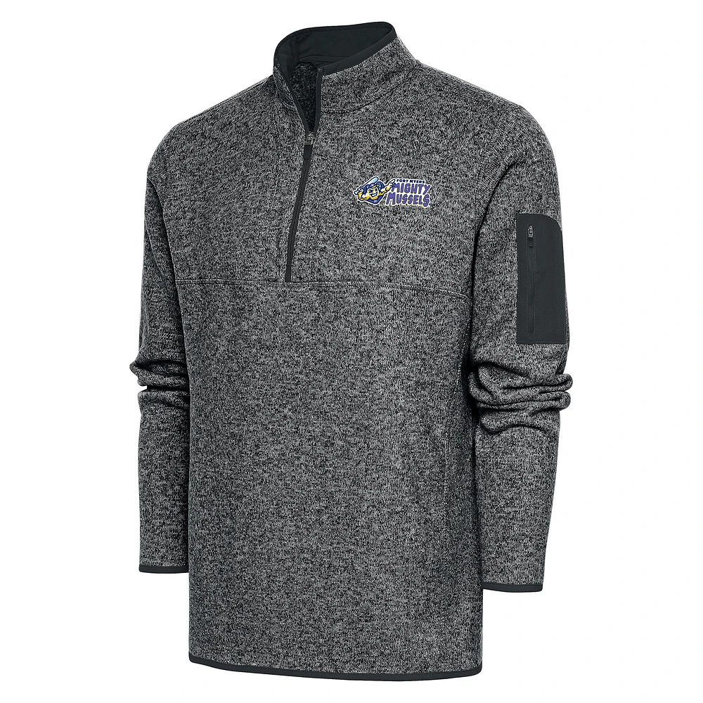 Men's Antigua Heather Gray Fort Myers Mighty Mussels Big & Tall Fortune Quarter-Zip Pullover Jacket