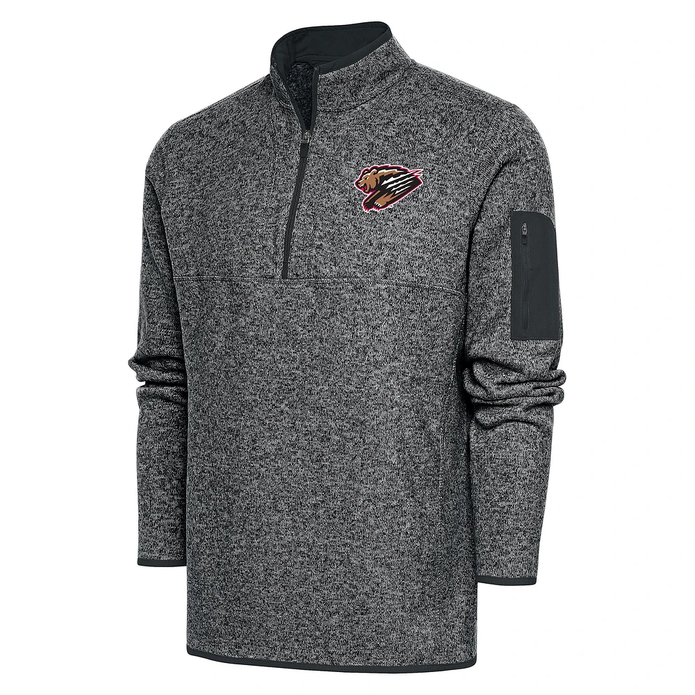 Men's Antigua Heather Gray Fresno Grizzlies Big & Tall Fortune Quarter-Zip Pullover Jacket