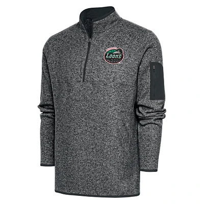 Men's Antigua Heather Gray Great Lakes Loons Big & Tall Fortune Quarter-Zip Pullover Jacket