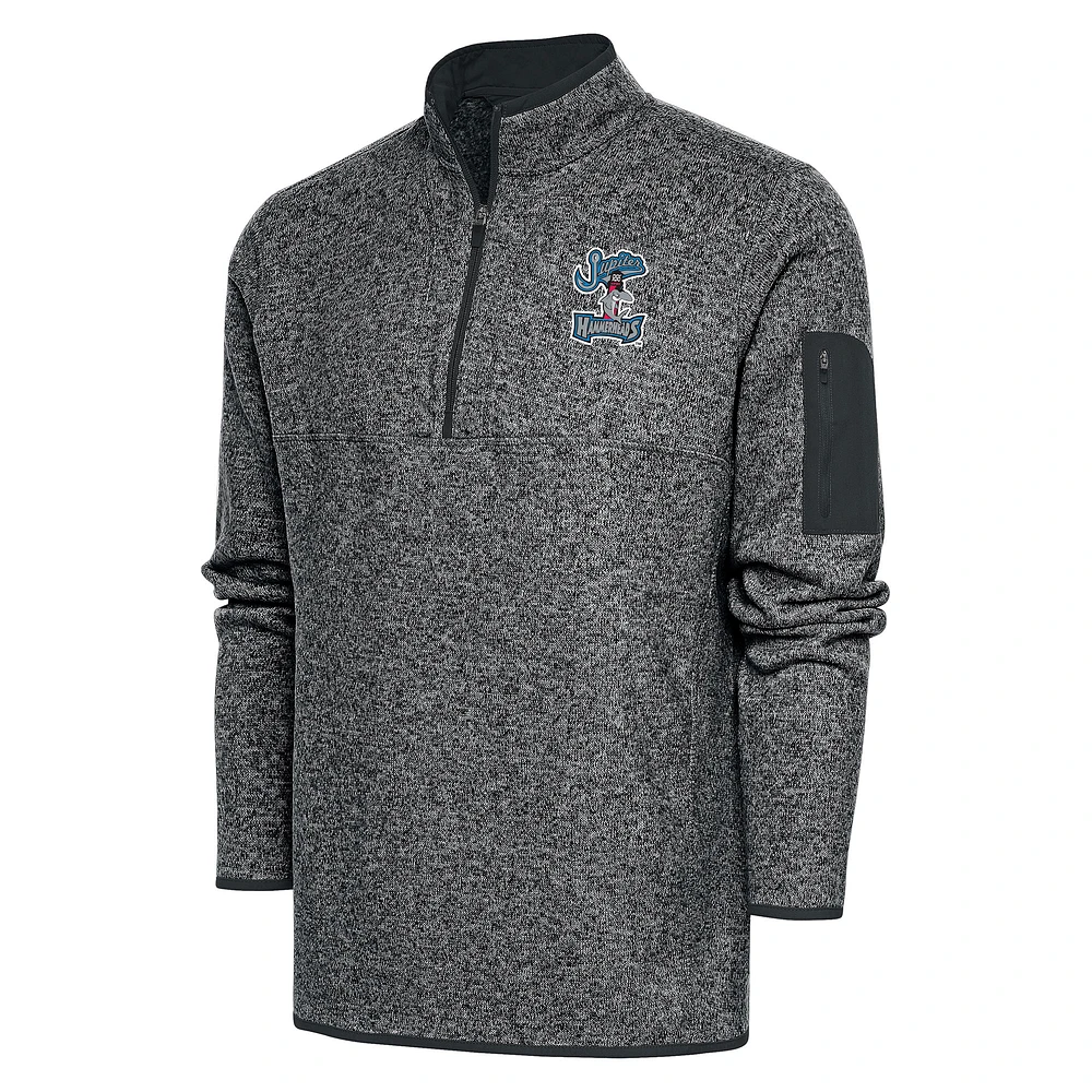 Men's Antigua Heather Gray Jupiter Hammerheads Big & Tall Fortune Quarter-Zip Pullover Jacket