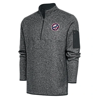 Men's Antigua Heather Gray Louisville Bats Big & Tall Fortune Quarter-Zip Pullover Jacket