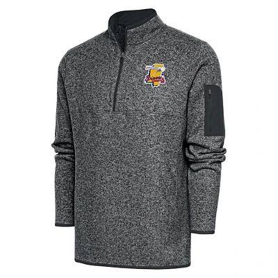Men's Antigua Heather Gray Mississippi Braves Big & Tall Fortune Quarter-Zip Pullover Jacket