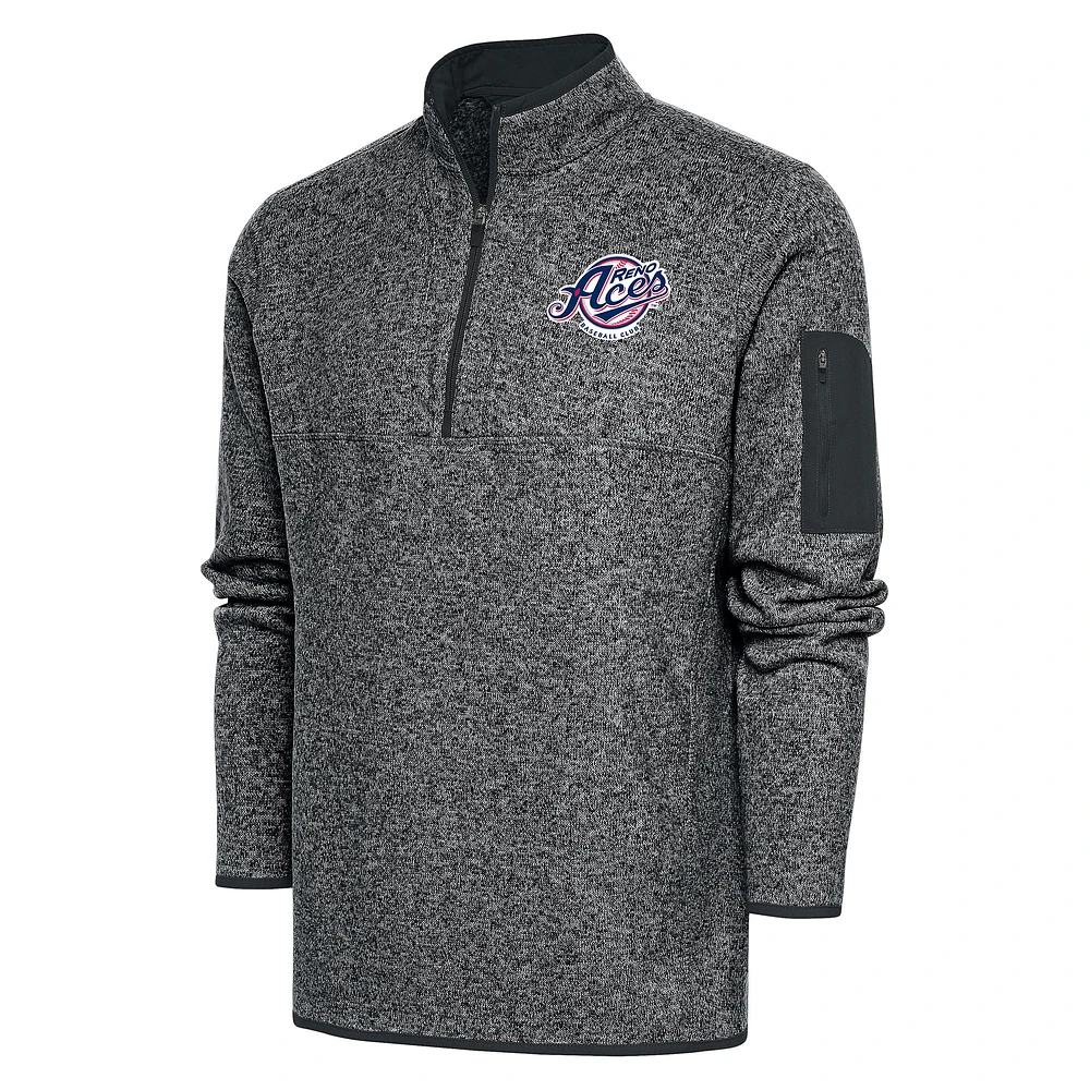 Men's Antigua Heather Gray Reno Aces Big & Tall Fortune Quarter-Zip Pullover Jacket