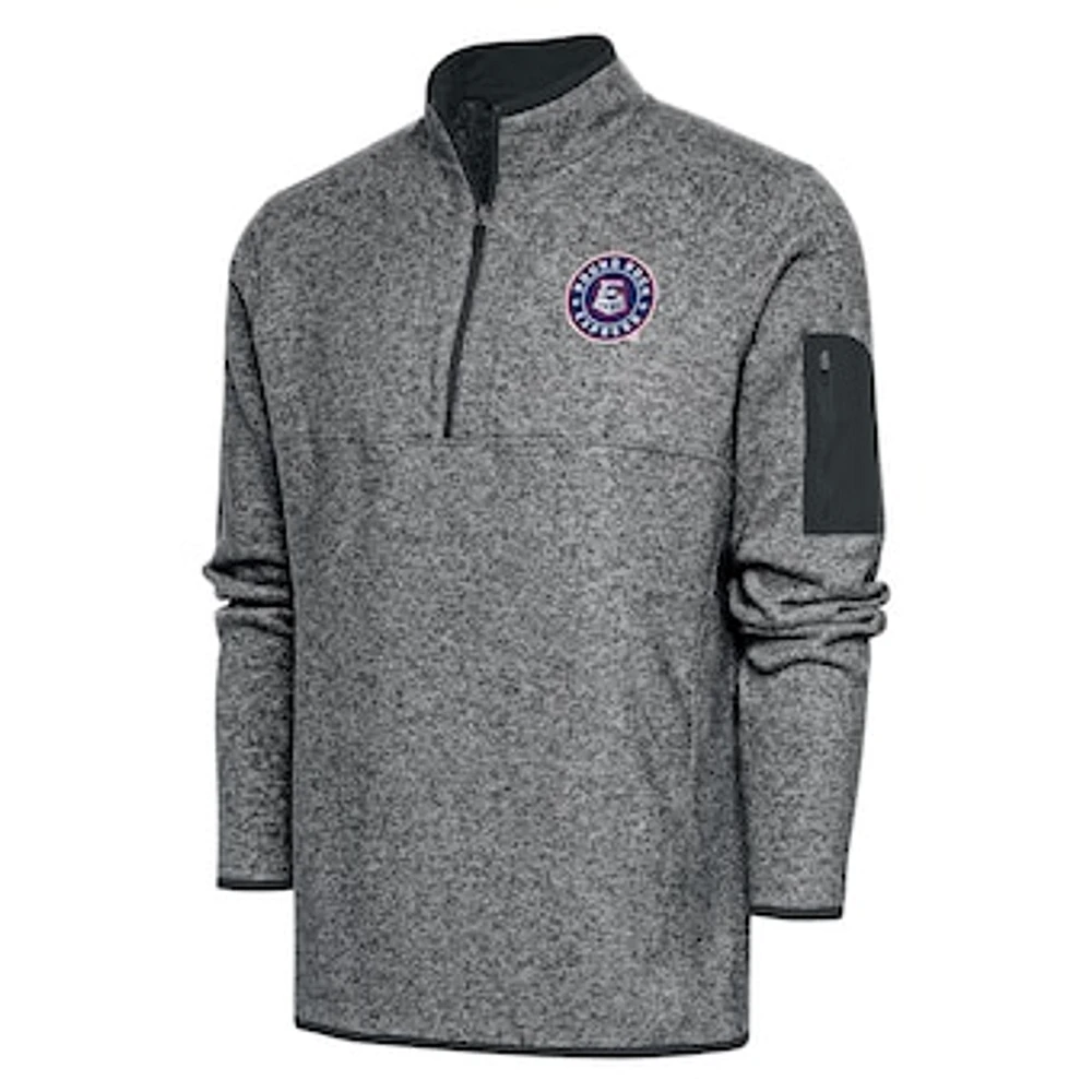 Men's Antigua Heather Gray Round Rock Express Big & Tall Fortune Quarter-Zip Pullover Jacket