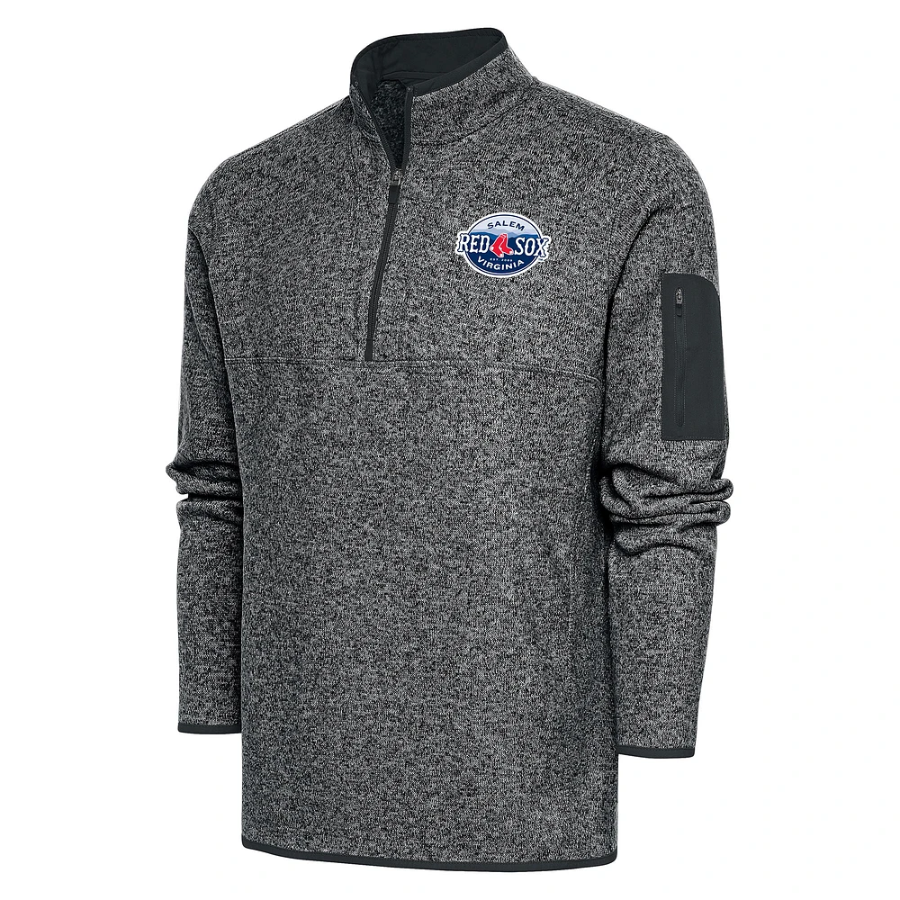 Men's Antigua Heather Gray Salem Red Sox Big & Tall Fortune Quarter-Zip Pullover Jacket