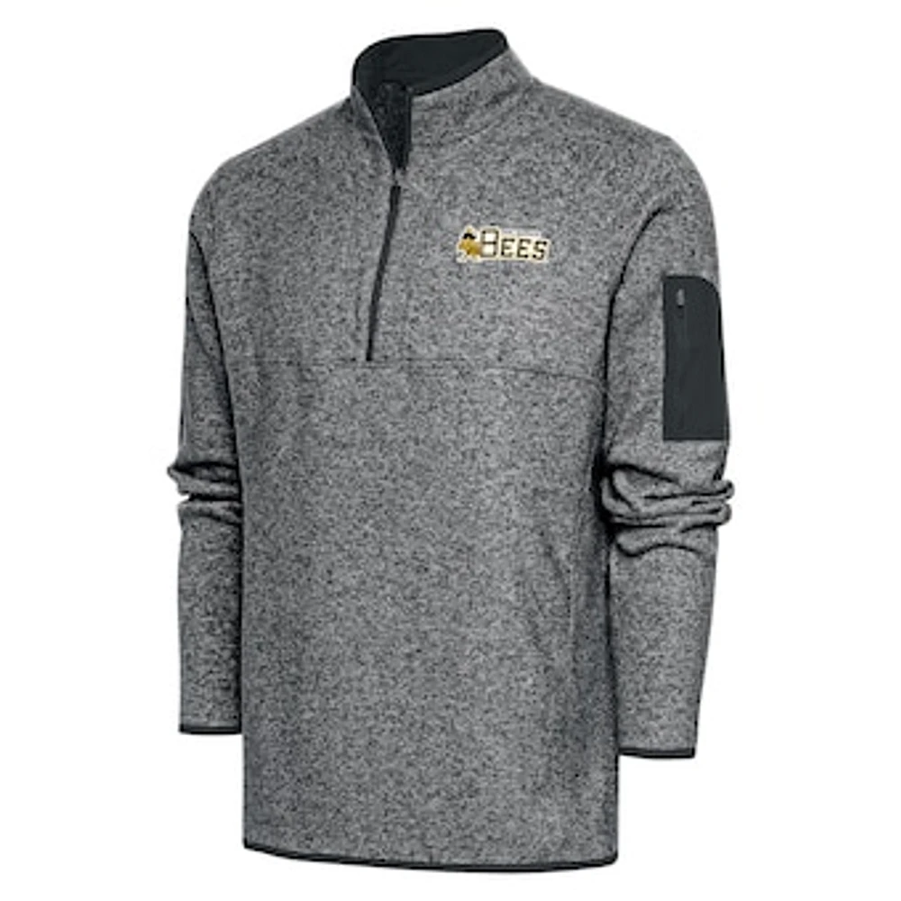 Men's Antigua Heather Gray Salt Lake Bees Big & Tall Fortune Quarter-Zip Pullover Jacket