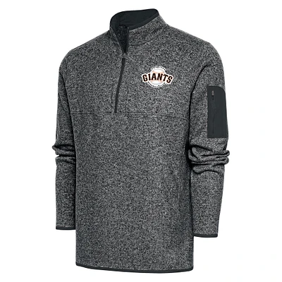 Men's Antigua Heather Gray San Jose Giants Big & Tall Fortune Quarter-Zip Pullover Jacket