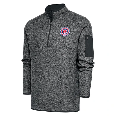 Men's Antigua Heather Gray South Bend Cubs Big & Tall Fortune Quarter-Zip Pullover Jacket