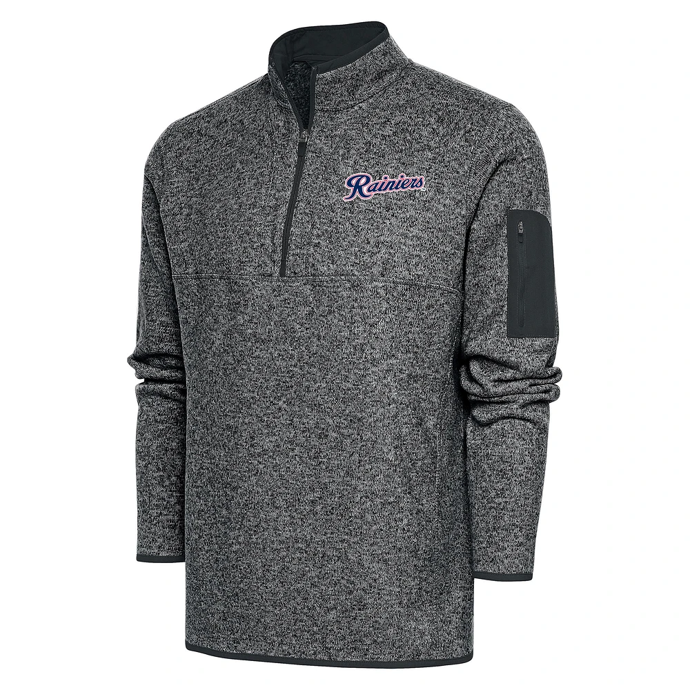 Men's Antigua Heather Gray Tacoma Rainiers Big & Tall Fortune Quarter-Zip Pullover Jacket