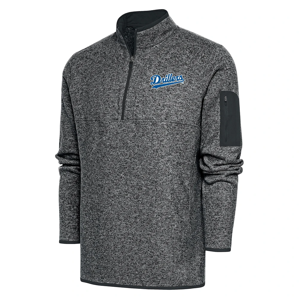 Men's Antigua Heather Gray Tulsa Drillers Big & Tall Fortune Quarter-Zip Pullover Jacket