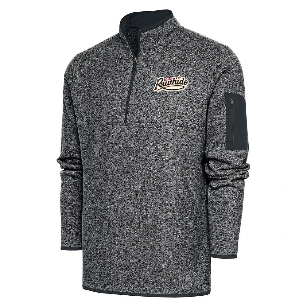 Men's Antigua Heather Gray Visalia Rawhide Big & Tall Fortune Quarter-Zip Pullover Jacket